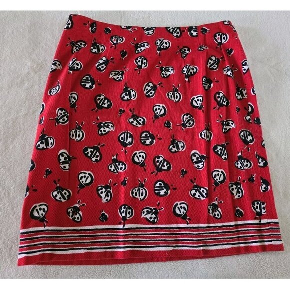 Talbots Womens Ladybug Print Pencil Skirt Size 12 Red - Picture 1 of 6